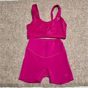 Gymshark Pink Sports Bra and Bike Short Set Sz S